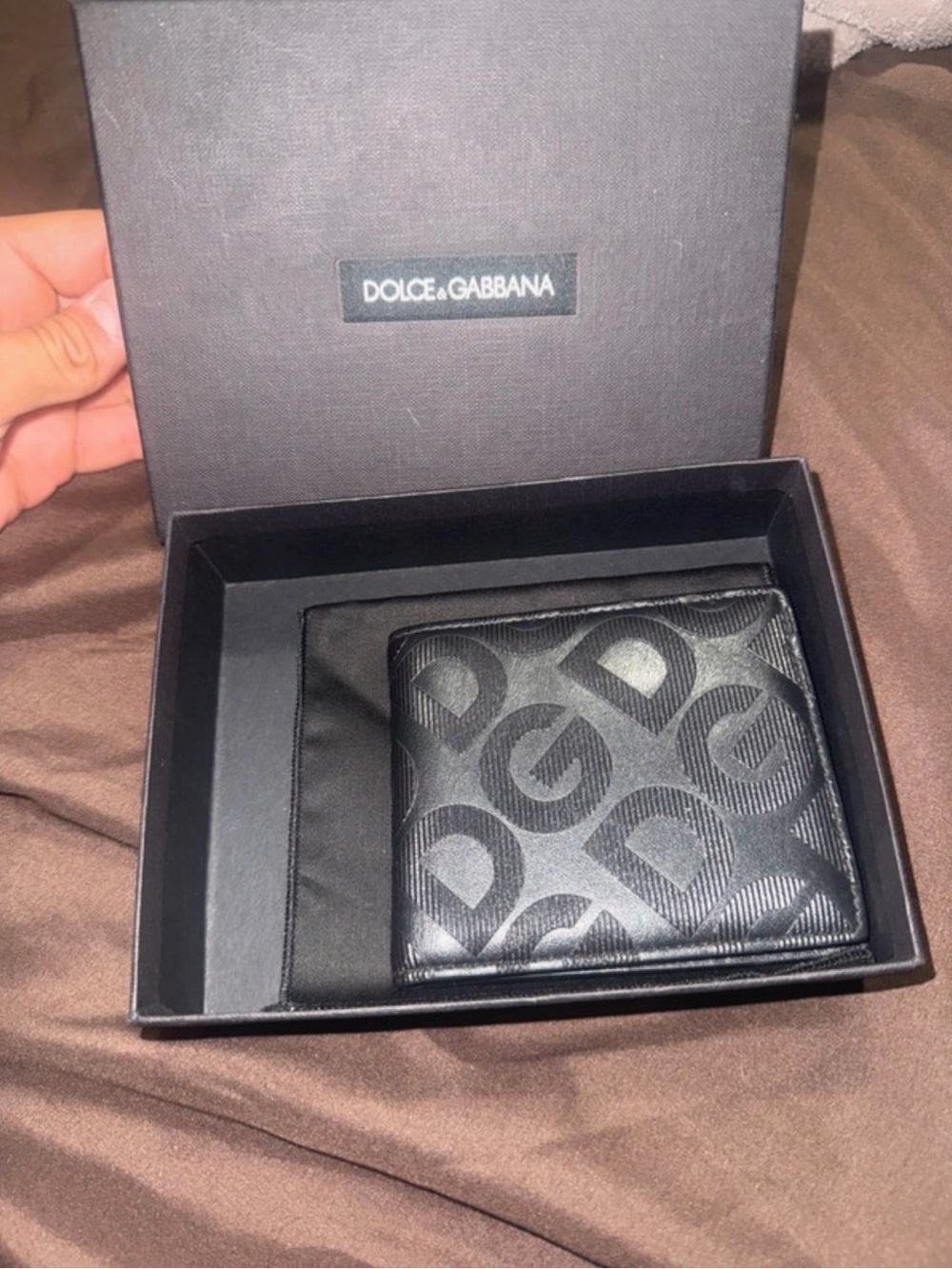 Dolce & Gabbana Black Signature DG Pattern Leather Money Clip Wallet